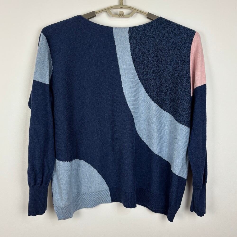 Zaket & Plover Boxy Relaxed Sweater Blue Pink XL cotton cashmere abstract